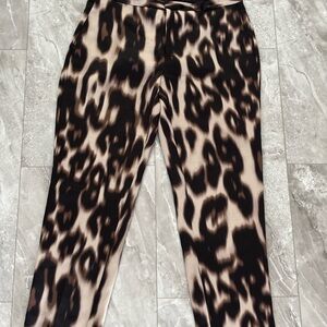 Leopard Print Wide-Leg Pants in Brown and Black